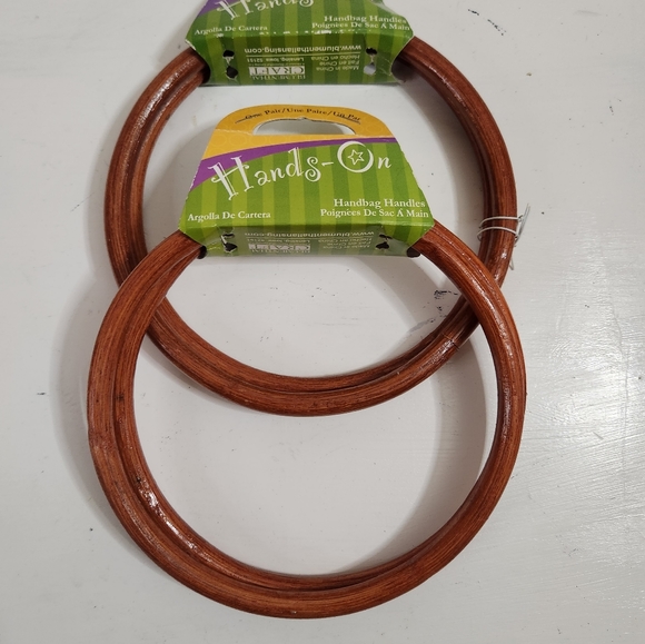 Vintage Hands On  Wooden Handbag Handles for Sewing Projects 2 Pairs - Picture 1 of 4